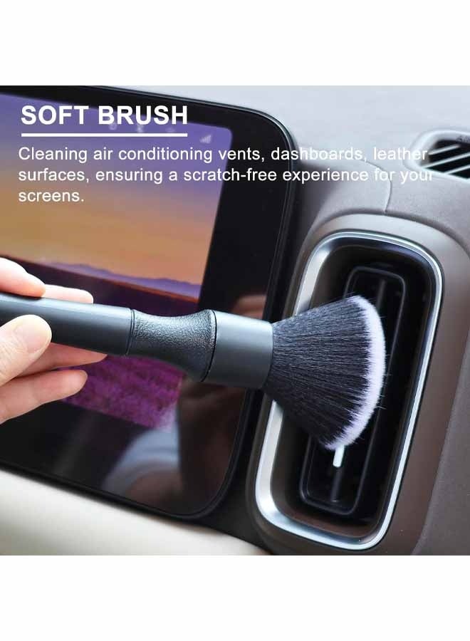 فرشتا تنظيف من الألياف الدقيقة، فرشاة تنظيف داخلية للسيارة لفتحات التهوية، لوحة القيادة، الجلد، أداة تنظيف فعالة لإزالة الغبار من داخل السيارة، أجهزة الكمبيوتر، لوحات المفاتيح، الأجهزة الرقمية - Image 4